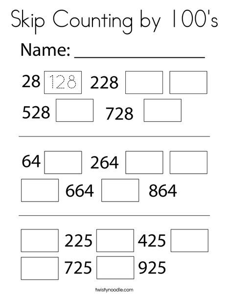 Skip Counting by 100's Coloring Page - Twisty Noodle Skip Counting By 100s Worksheets, Counting By 10, Math Fact Worksheets, Twisty Noodle, Holiday Lettering, Skip Counting, Math Printables, Printable Books, Page Number
