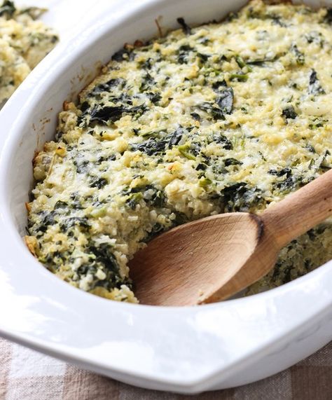 Spinach Artichoke Quinoa Casserole Artichoke Quinoa, Quinoa Casserole Recipes, Quinoa Bake, Quinoa Casserole, Spinach Casserole, Quinoa Spinach, Healthy Casserole Recipes, Cashew Cheese, Trying My Best