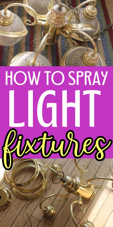 Painting A Light Fixture, Upcycled Light Fixtures, Repurpose Light Fixture, Paint Light Fixture, Spray Painting Light Fixtures, Light Fixture Diy, Change Light Fixture, Silver Light Fixture, Light Fixture Makeover