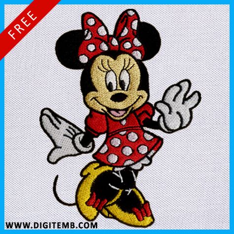 The Beautiful Minnie Mouse is our most popular free embroidery design!! Janome Embroidery, Mouse Embroidery, Emblem Embroidery, Disney Embroidery, Embroidery Supplies, Embroidery Patterns Free, Free Machine Embroidery Designs, Free Machine Embroidery, Machine Embroidery Patterns