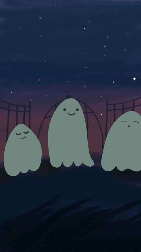 Inspo: Ghost Choir by Louie Zong Ghost Wallpaper Aesthetic Cute, Louie Zong Ghost, Louie Zong Art, Singing Ghosts, Ghost Aesthetic Wallpaper, Ghost Duet, Cute Ghost Wallpaper, Louie Zong, Aesthetic Ghost