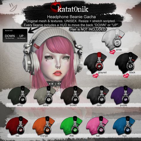 Katat0nik - Headphone Beanie Gacha Sims 4 Cc Cat Headphones, Ts4 Head Accessories, Head Accessories Sims 4 Cc, Sims 4 Cc Accessories Headphones, Sims4 Headphone, Sims4 Cc Headphones, Sims 4 Cc Dreamcore, Beanies Sims 4 Cc, The Sims 4 Cc Beanie