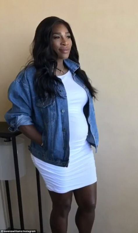 Getting married: Serena Williams celebrated her bridal shower with a girls getaway to Miami over the weekend Serena Williams Pregnant, White Tight Dresses, Baby Bump Style, African American Culture, Girls Getaway, Pregnancy Looks, Bump Style, Serena Williams, African American