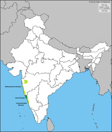 Distribution of the Konkani Language in India Konkani Language, World Map, Nativity, Map, India, Art