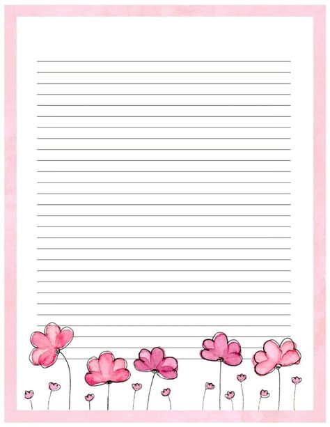 Love flowers? Check out all of these free floral stationery printables! There are many different letter paper printables to choose from. There are many lined paper printables and one unlined. Use these for note paper templates, paper for writing to your pen pals, or for journaling. The watercolor flowers are so pretty-especially the pink and purple ones! Pink Letter Paper, Free Printable Note Paper, Note Book Template Free Printable, Pretty Lined Paper, A5 Lined Paper Printable Free, Letter Writing Templates Printable Free, Free Printable Lined Stationary Paper, File Paper Decoration Ideas, Love Letter Paper Design