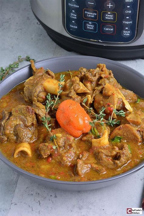 Goat curry made in the instant pot. Pressure Cooker Curry, Instant Pot Curry, Curried Goat Recipe, Jamaican Curry Goat, Goat Curry, Goat Recipes, Cooking Curry, Curry Goat, Jamaican Curry