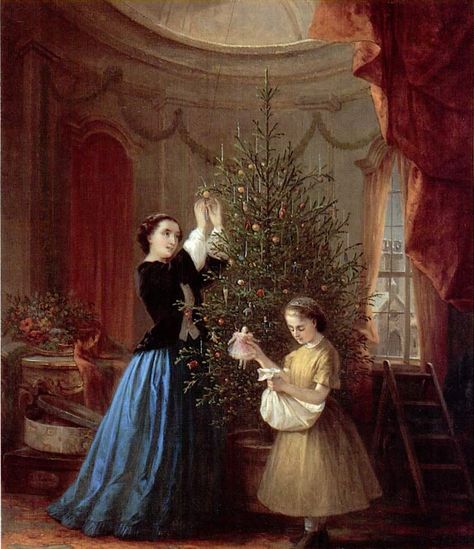 Decorating the Christmas Tree (1865) by Louis Lang (American, 1812-1893) - Palmer Museum of Art (State College, PA) Historical Christmas, Victorian Christmas Cards, Christmas Lockscreen, Victorian Christmas Tree, Decorating The Christmas Tree, Christmas Ghost, Dark Christmas, Christmas Tree Farm, Christmas Drawing