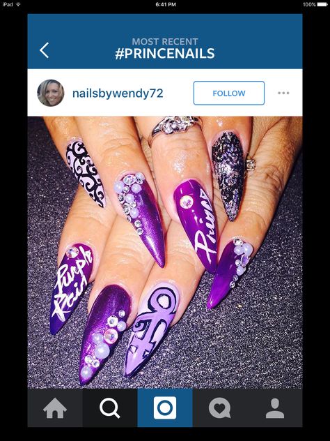 Prince Inspired Nails, Prince Nails, Inspired Nails, Hair Nails, Makeup Hair, Trendy Nails, Long Nails, Hair And Nails, Color Me