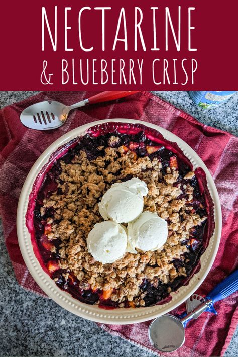 Blueberry Nectarine Crisp, Nectarine Dessert, Blueberry Nectarine, Nectarine Crisp, Blueberry Crisp Recipe, Cherry Crisp, Strawberry Crisp, Blueberry Crisp, Breakfast Recipes Sweet