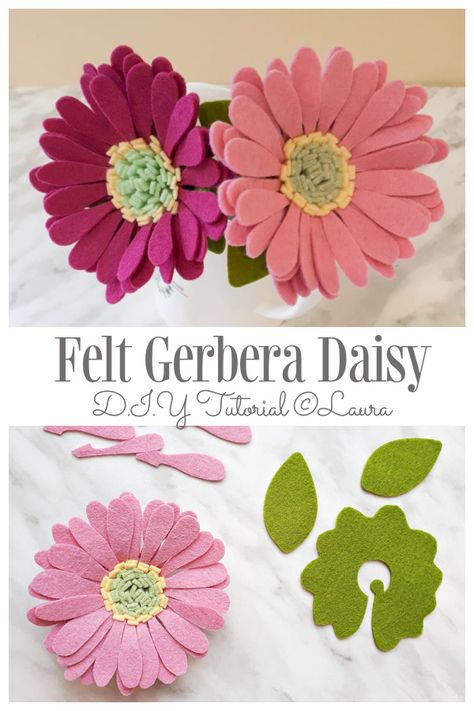 DIY Felt Daisy Flower Free Patterns - No Sew | Fabric Art DIY Felt Flower Template Free Pattern, Felt Daisy Pattern, Felt Flower Templates Printable Free Pattern, Summer Felt Crafts, Felt Flower Templates Printable Free, Felt Templates Printable Free Pattern, Daisy Flower Tutorial, Felt Crafts Flowers, Flower Templates Printable Free