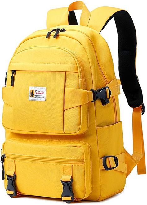 Cheap School Bags, High School Backpack, Yellow Backpack, School Bookbags, Backpack For Teens, College Backpack, School Bags For Girls, Backpack School, Waterproof Backpack