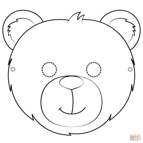 Bear Mask Template, Teddy Bear Mask, Mask Coloring Page, Animal Mask Templates, Printable Animal Masks, Coloring Mask, Drama Masks, Bear Mask, Teddy Bear Theme