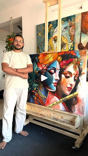 Radhe Krishna Painting Canvas, Krishna Painting On Canvas, Krishna Acrylic Painting, Radha Krishna Painting, Krishna Radha Painting, Krishna Painting, Radhe Krishna, Painting Canvas, Radha Krishna