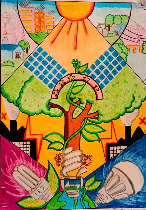 Poster About Society Drawing, Saving Earth Drawing, Ekonomika Poster Drawing, Poster On Save Electricity, Electric Poster Design, Saving Electricity Poster, Energy Saving Is Environment Saving, Save Electricity Poster Drawings, Save Electricity Drawing