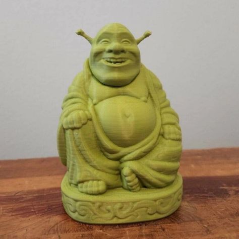 Shrek Buddha, Get Out Of My Swamp, Buddha Figurine, Clay Inspo, Eclectic Living Room, Desk Toys, Shrek, Carbon Emissions, 3d Print