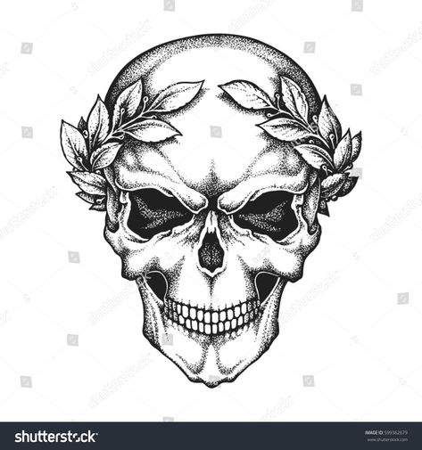 Roman emperor skull wearing laurel wreath. Hand drawn vector illustration #Ad , #spon, #wearing#laurel#skull#Roman Spqr Tattoo, Laurel Tattoo, Rose Painting Acrylic, Laurel Wreath Tattoo, Laurel Vector, Crown Painting, Sugar Skull Painting, Wreath Tattoo, Crown Drawing