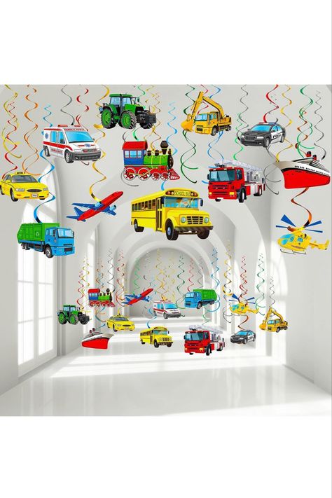 Vehicles Birthday Party, Cars Theme Party, Kids Vehicles, Transportation Birthday Party, Transportation Party, Transportation Birthday, Car Themed Parties, Cars Party, Baby Shower Supplies