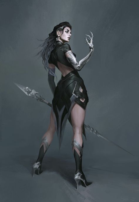 Artist unknown Dynamic Fantasy Poses, Woman Back Pose Reference, Sorceress Pose Reference, Staff Reference Pose, Women Reference Pose, Witch Poses Reference Drawings, Fantasy Pose Reference, Dynamic Female Poses, Woman Pose Reference