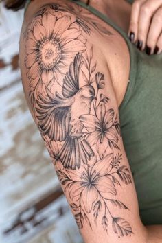 Flower And Nature Sleeve Tattoo, Bird Tattoos For Women Sleeve, Unique Flower Tattoos Sleeve, Womens Half Sleeve Tattoo Upper Arm Flowers, Women Arm Half Sleeve Tattoo, Tattoo Sleeve For Moms With Kids, Arm Sleeve Pieces Tattoo, Half Sleeve Tattoo Upper Arm Woman, Half Sleeve Tattoos For Women With Meaning