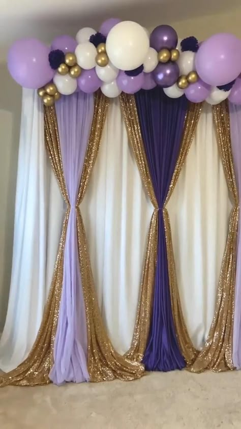 Difficulty: Easy

 

Purple gold and white background with balloons, fun ideas for birthday party
 • Purple gold and white background
 • some balloon
 • (video from:yeseventdecor&more) Lavender And Gold Decorations, Curtain Party Decoration Ideas, Banquet Decorations Elegant, Back Drop Ideas Diy Birthday, Purple And Gold Theme Party, Purple Gold White Birthday Party, Purple Gold Birthday Party Decoration, Masquerade Balloon Decorations, Purple And Gold Birthday Party Ideas