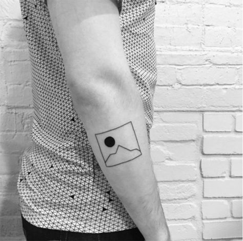 Yi Stropky tattoo blackwork Min Tattoo, Rectangle Tattoo, Mens Arrow Tattoo, Moutain Tattoos, Inner Elbow Tattoos, Mountain Range Tattoo, Mountain Tattoos, Simple Tattoos For Guys, Small Forearm Tattoos