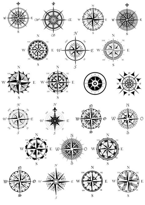 Compass Clipart, Sailing Tattoo, Nautical Compass Tattoo, Small Compass Tattoo, Geometric Compass, Nautical Tattoo Sleeve, Compass Rose Tattoo, Compass Art, Compass Tattoo Design