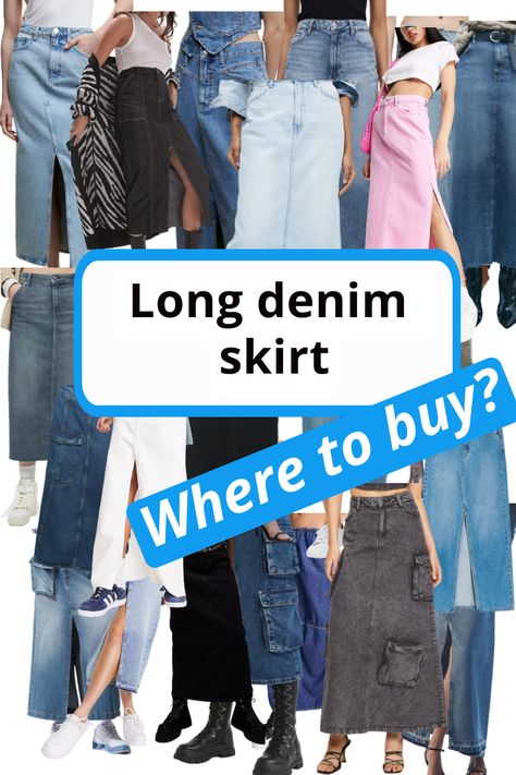 Long denim skirt. Where to buy? In this article, I looked at online stores where you can buy a denim maxi skirt. Long Skirt Jeans, Long Denim Skirt, Buy Skirts, Denim Maxi, Denim Skirt Women, Denim Maxi Skirt, Denim Skirts, Online Stores, Jean Skirt