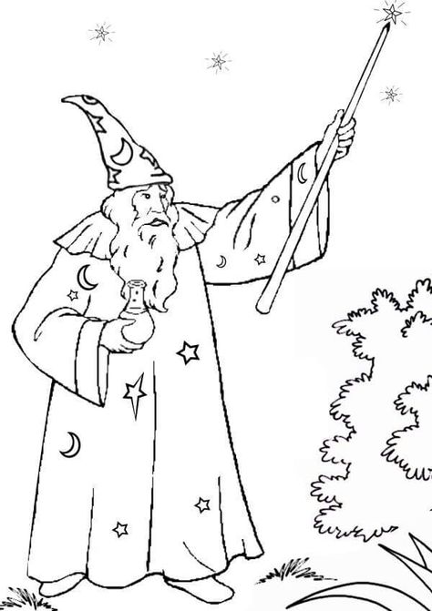 Wizard Coloring Pages, The Wand Chooses The Wizard, Merlin The Wizard, Ninja Turtle Coloring Pages, Kids Colouring, Witch Coloring Pages, Activity Sheets For Kids, Mermaid Coloring Pages, Printable Kids