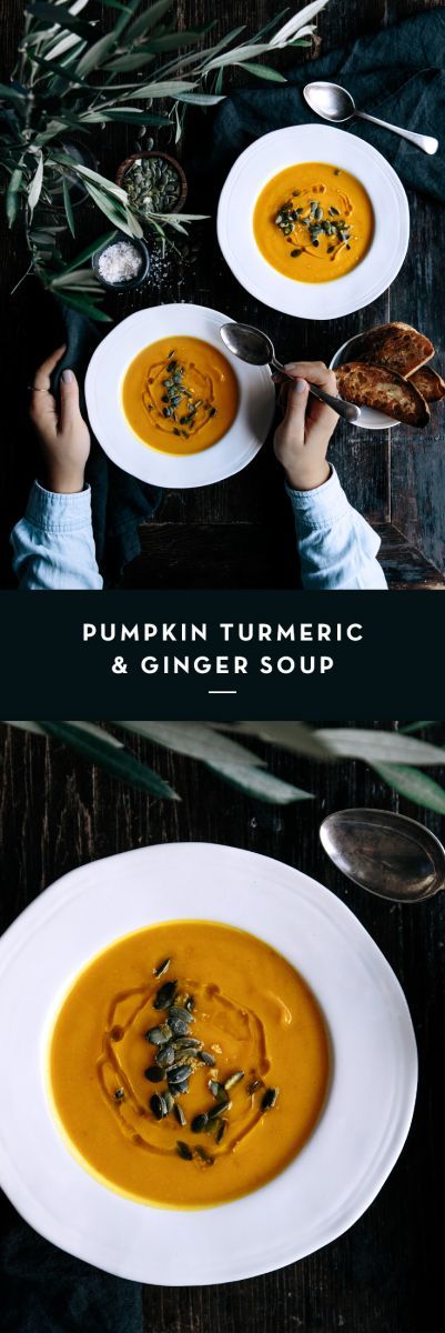 Pumpkin, Turmeric & Ginger Soup  |  Gather & Feast Roasted Pumpkin Soup Recipe, Roasted Pumpkin Soup, Soup Pumpkin, Feast Recipes, Food Simple, Ginger Soup, Pumpkin Soup Recipe, Vegan Carrot Cakes, Fresh Turmeric