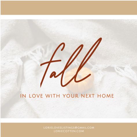 Fall In Love With A New Home Real Estate, Realtor Career, Realtor Facebook Posts, Realtor Ads, Real Estate Marketing Gifts, Realtor Ideas, Real Estate Marketing Quotes, Marketing Gifts, Real Estate Slogans