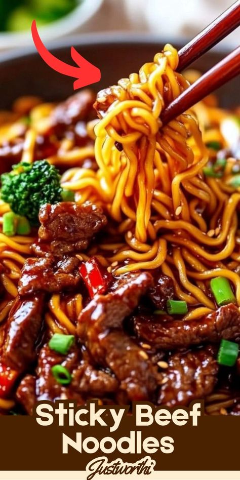 Beef Noodles Asian, Korean Beef And Noodles, Sweet Noodle Recipes, Stirfry Beef With Noodles, Spicy Beef Noodles, Sticky Beef Noodles, Asian Beef Noodles, Beef Noodle Recipes, Beef Noodles Recipes