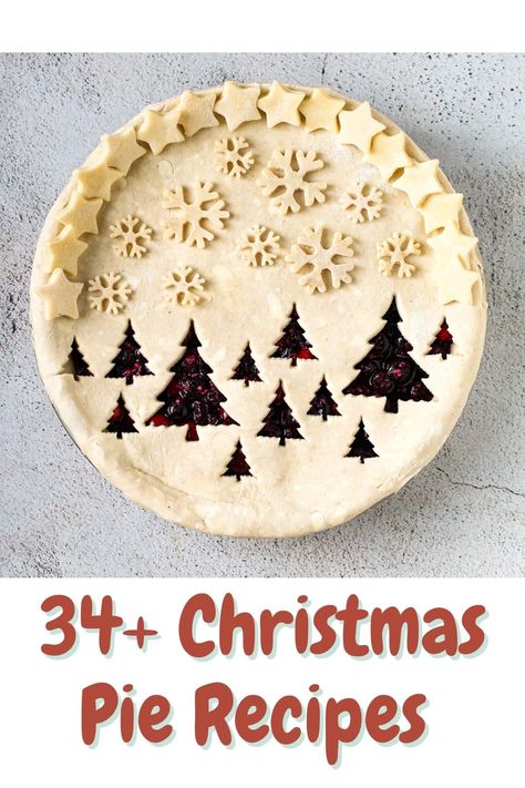 Looking for some seasonal inspiration to highlight your dessert table at Christmas? This list has over 34 recipes for Christmas pies ranging from classics to recipes that are a bit more unique. You'll be sure to find a little something for everyone! Easy Christmas Pies, Christmas Dessert Pie, Christmas Pie Crust Designs, Christmas Pie Crust, Unique Pie Recipes, Christmas Pies, Pretty Pie Crust, Christmas Pie Recipes, Fancy Pie Crust