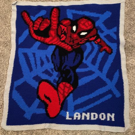 #crochet #graphgan #spiderman #cuddleupcreations Crochet Spiderman Blanket, Spiderman Crochet Blanket, Spiderman Blanket, Spiderman Gifts, Knit Pillow, Family Project, Afghan Patterns, Fun Hobbies, Afghan Crochet Patterns