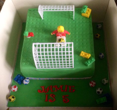 Lego football Lego Themed Cake, Lego Football, Ribbon Cake, Football Cake, Themed Cakes, Cake Ideas, Birthday Ideas, Birthday Parties, Lego