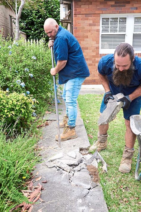 A ‘50s front garden is given a makeover | Better Homes and Gardens Front Garden Makeover, Concrete Path Makeover, Garden Makeover Before And After, Front Garden Path Ideas, Garden Before And After, Yard Makeover On A Budget, Front Yard Transformation, Front Garden Path, Front Yard Makeover