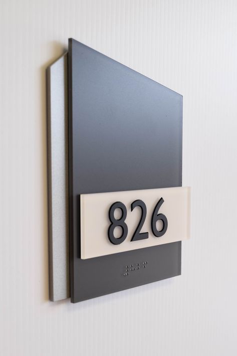 ADA compliant room sign. Multi layer signage with raised letters and Raster Braille beads. Manufactured by signgeek. #custom #wayfinding #adasigns Layered Signage, Office Wayfinding, Ada Signage, Room Signage, Hotel Signage, Ada Signs, Wayfinding Signage Design, Office Signage, Wayfinding Signs