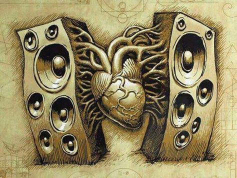 Heart speakers Arte Hip Hop, Music Beats, Music Drawings, Geniale Tattoos, Music Tattoo, Music Tattoos, Musical Art, Dope Art, Music Wallpaper