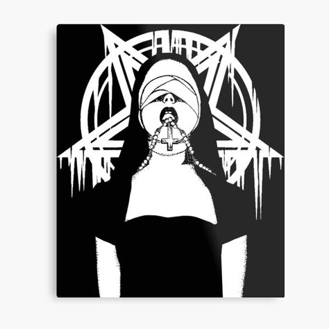 "Satan nun" Metal Print for Sale by JoyceGray | Redbubble Satanic Nun, Dark Tattoo, Paint Ideas, A Metal, Fresh Design, Brilliant Colors, Dark Art, Drawing Ideas, Top Artists