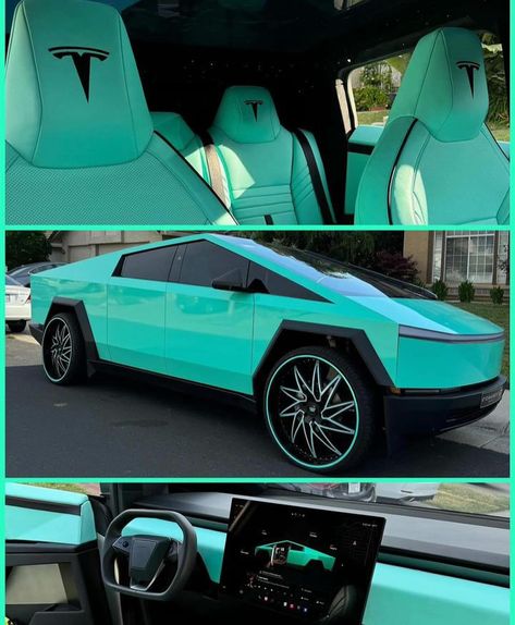 Tiffany Blue #cybertruck…✨💫🌟✨💫🌟💫 Corvette Aesthetic, Tiffany Blue Car, Curvy Casual Outfits, Tesla Cybertruck, Sport Truck, Dream Cars Mercedes, Top Luxury Cars, Luxurious Cars, Grasshoppers