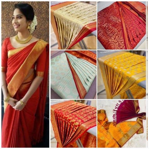 Saree Pre Pleating And Folding, Saree Pre Pleating, Henna Flower Designs, Henna Flower, Pleated Saree, Box Folding, Sequence Saree, Lord Wallpapers, Shiva Lord