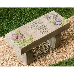 Henri Studio Driftwood Stone Garden Bench | Wayfair Gravesite Decorations, Outdoor Garden Bench, Memorial Benches, Cemetery Decorations, Grave Decorations, Bench Decor, Memorial Garden, Garden Bench, Outdoor Bench