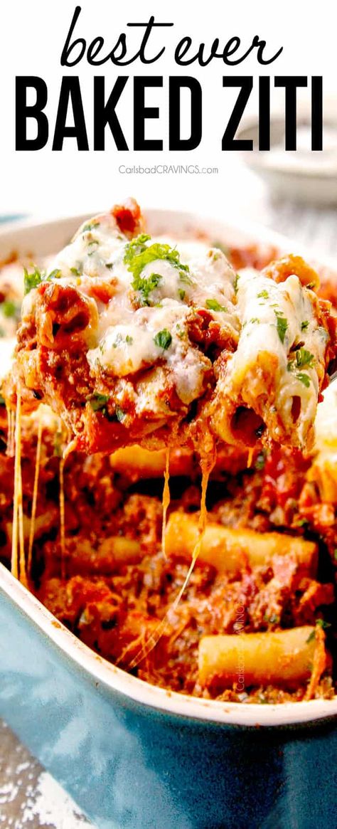 Best Baked Ziti, Best Baked Ziti Recipe, Baked Ziti With Ricotta, Italian Entrees, Easy Baked Ziti, Ziti Recipe, Ziti Pasta, Ziti Recipes, Baked Ziti Recipe