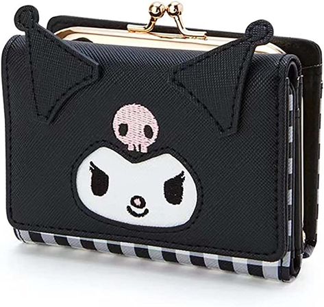 small trifold sanrio wallet (black) summer outfit Cute Wallets, Pu Leather Wallet, Leather Coin Purse, Short Wallet, Wallet Organization, Boys Accessories, Card Bag, Money Bag, Purse Pouch