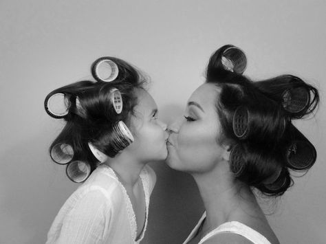 Vintage mother daughter photoshoot photo by me Photoshoot Mom And Daughter, Sleep In Hair Rollers, Mommy Daughter Photos, Mother Daughter Pictures, Mother Daughter Photoshoot, Mommy And Me Photo Shoot, Mother Daughter Photos, Flower Photoshoot, Mommy Daughter