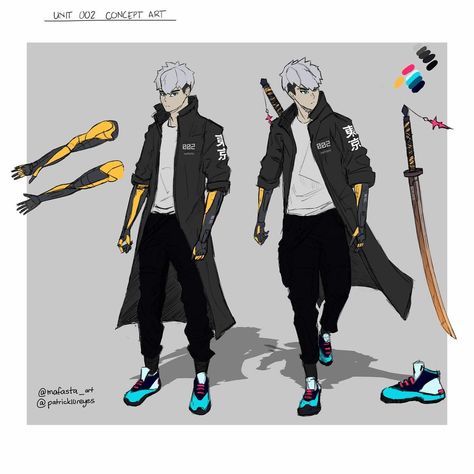 Outfit Concept Art, Oc Concept Art, Cyberpunk Character Art, Good Boyfriend, Oc Concept, Anime Jacket, Anime Outfit, Super Powers Art, Sketch Tattoo