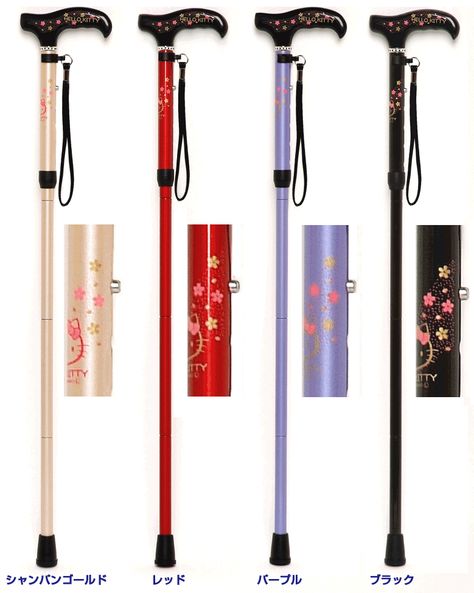 Hello Kitty cane for when I'm old!! Walking Cane Decorating Ideas, Decorated Walking Cane, Cane Decorations Walking, Skull Cane, Cane Decorations, Steampunk Walking Cane, Vintage Walking Cane, Goth Walking Cane, Walking Cane