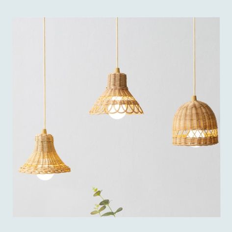 Small Rattan Pendant Light, Wooden Lamp Base, Wicker Pendant Light, Rattan Shades, Rattan Lamp, Rattan Pendant, Cord Light, Flower Lamp, Rattan Pendant Light