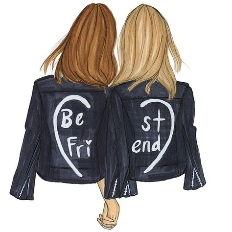 The Blonde to my Brunette 💁🏼💁🏽 #bff #bestfriends #leatherjacket Brunette Best Friends, Cartoon Duos, Blonde And Brunette Best Friends, To My Bff, Friend Drawings, Best Friend Drawings, Best Friends Cartoon, Best Friend, Blonde