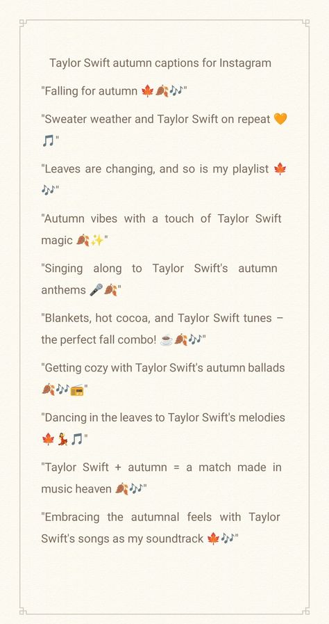 Taylor Swift Fall Instagram Captions, Taylor Swift Fall Captions, Maren Morris Instagram, Swift Captions, September Quotes, Autumn Poems, Autumn Instagram, Maren Morris, Caption Ideas