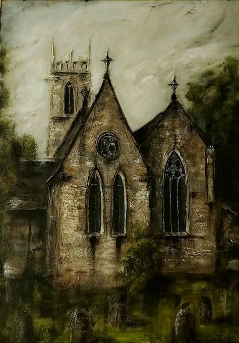 Christian Art Painting, Dark Art Paintings, Church Painting, Church Aesthetic, Castle Painting, Gothic Buildings, Gothic Castle, Building Painting, Gothic Cathedrals